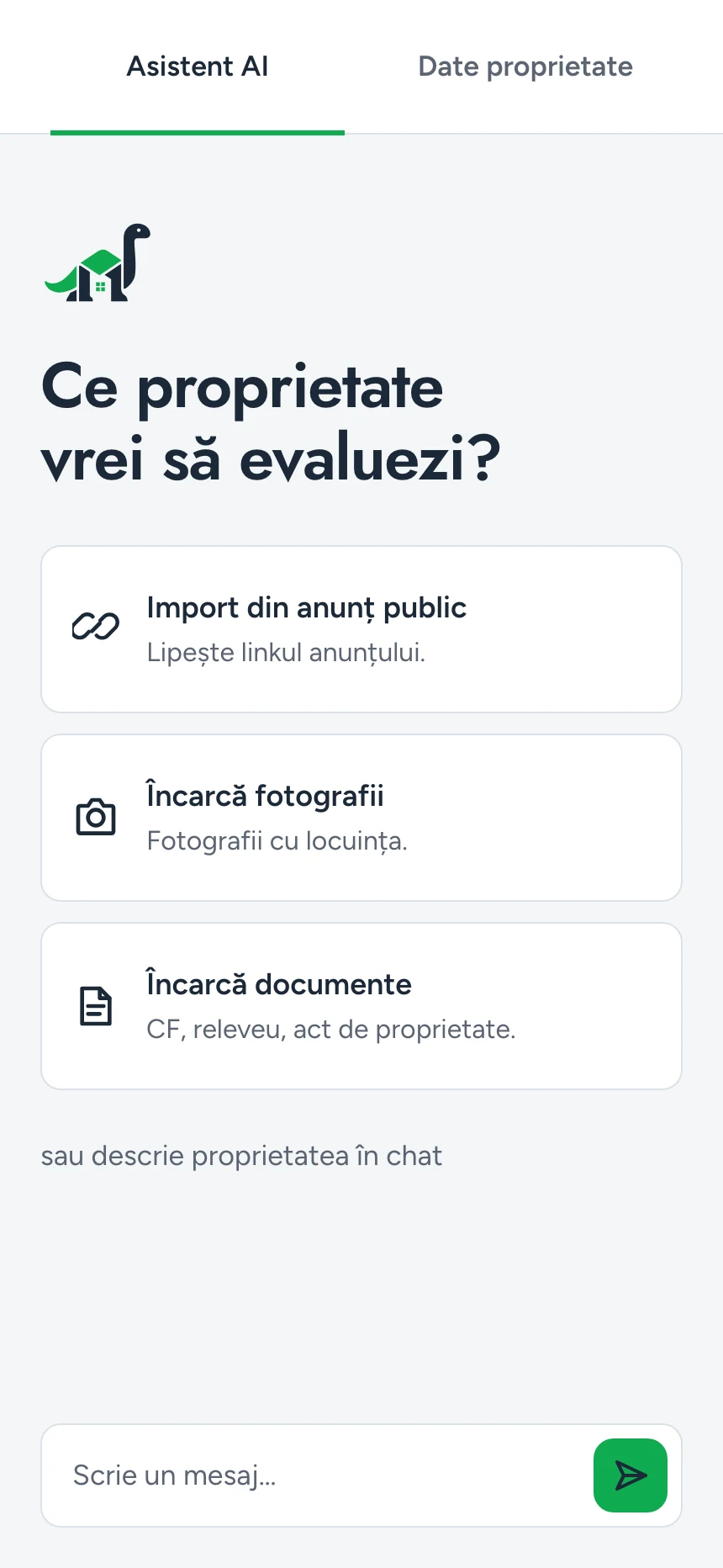Chatul gol al asistentului, gata pentru o proprietate nouă.